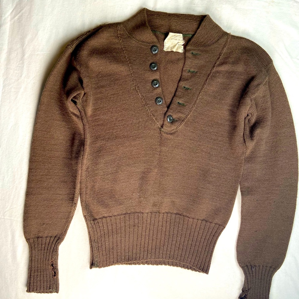 Vintage Small Military style Wool Sweater.